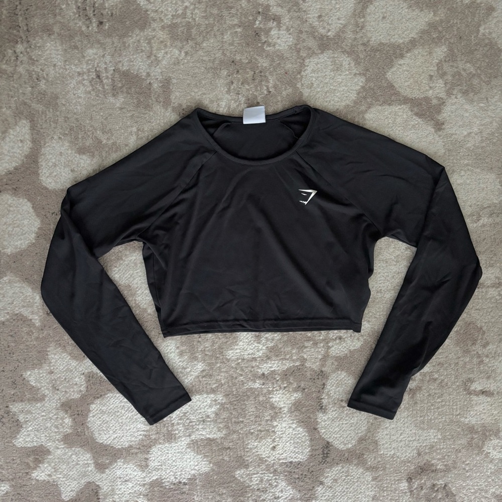 Gymshark Training Black Long Sleeve Crop Top - M